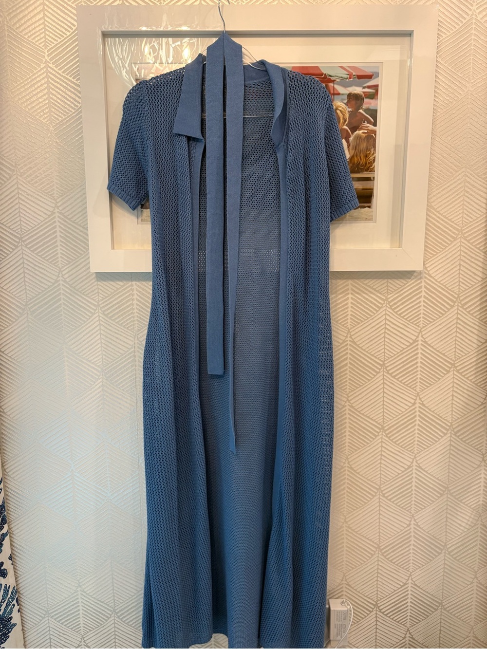 DEVON WINDSOR Dusty Blue Knit Maxi Dress with Tie